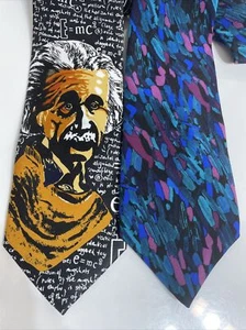 Men's Albert Einstein Neck Tie Lot Black Science Teacher Molecular Collection 🍎 - Picture 1 of 6