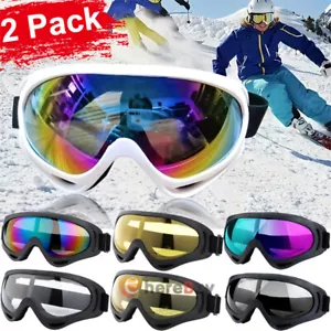2PCS Winter Ski Goggles UV400 Windproof Dustproof Outdoor Moto Cycling Glasses - Picture 1 of 61