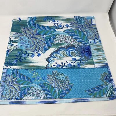 Zara Home Material 45 X45 Cm Square Blue Floral Tree Design 100% Cotton Patch - Image 1 of 4
