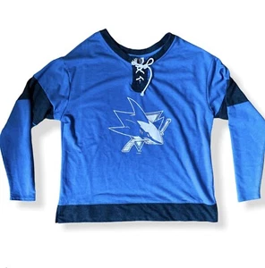 NHL San Jose Sharks Womens XL Extra Large Hockey Lace Up Sweatshirt 16/18 - Picture 1 of 8