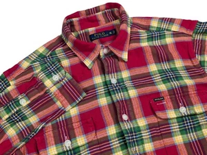 Polo Ralph Lauren Flanellhemd Herren XL rot kariert leichte Baumwolle Pattentaschen - Bild 1 von 14