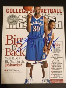 Mario Chalmers & Julian Wright signed 8x10 Kansas Jayhawks SI Cover NCAA Champ🏆 - Picture 1 of 1