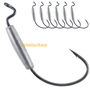 15pcs Fishing Weighted bait Hook Extra Wide Gap Soft Plastic Worm Hooks