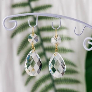 24pcs 1.5" Crystal Almond Shape Pendant, Chandelier Prisms  Suncatcher DIY Decor - Picture 1 of 27