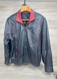 St Croix Men's Red and Black Butter Soft Lamb Leather Jacket Size 44 - Picture 1 of 10