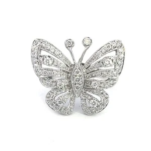 Sonia B. Butterfly Ring Diamond & 14k White Gold Size 6 - Picture 1 of 8