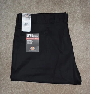 New Mens Dickies Work Pants 50 X 34 Black Straight Leg 874 Original Fit - Picture 1 of 3