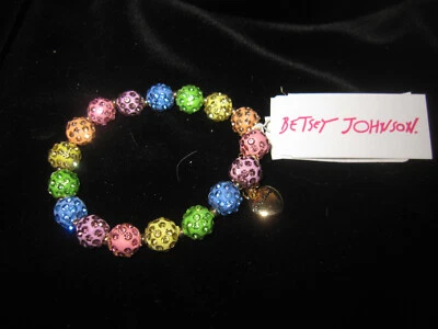 BETSEY JOHNSON PASTEL ROUND BALLS WITH BLING STRETCH BRACELET - Image 1 of 2