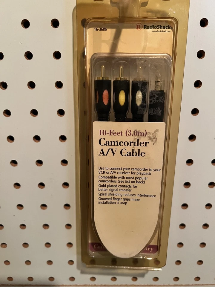 Camcorder A/V Cable Video 10 Feet 3m gold plated spiral shielding Factory Sealed - Image 1 of 1