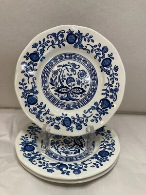 Juego de 3 platos de pan y mantequilla Enoch Wedgwood (Tunstall) AZUL CEBOLLA. Foto 1 de 4