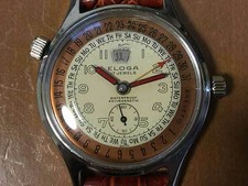 ELOGA Triple Calendar 17 Jewels Manual Winding Vintage Watch 1950's