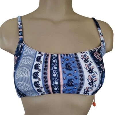MINKPINK Mujer Bounty Bikini Natación Top Azul Cachemira Elastizado Cuchara Borlas L Nuevo Foto 1 de 4