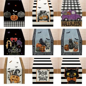 Halloween Table Runner 13x72 Inches Grimace Pumpkin Bats Dining Table Runners - Picture 1 of 14
