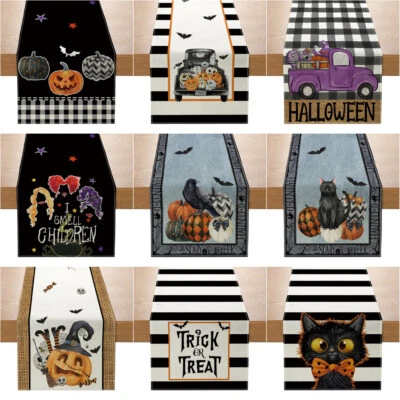 Halloween Table Runner 13x72 Inches Grimace Pumpkin Bats Dining Table Runners - Image 1 of 4