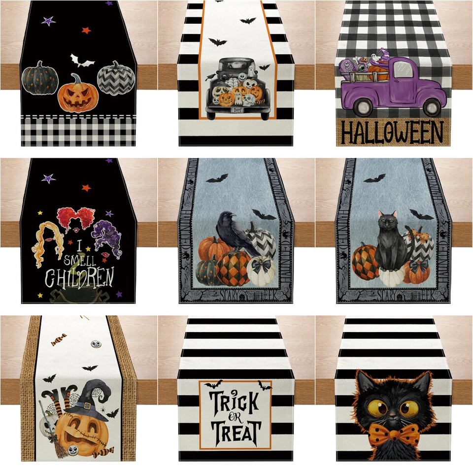 Halloween Table Runner 13x72 Inches Grimace Pumpkin Bats Dining Table Runners - Image 1 of 4