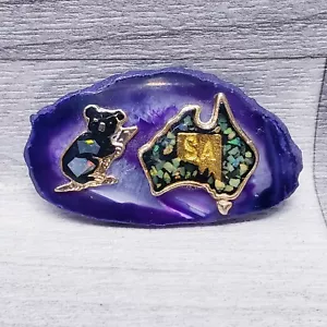 Australia Koala Tourist Souvenir 3D Resin Fridge Magnet Precious Stone Gold Trim - Picture 1 of 4