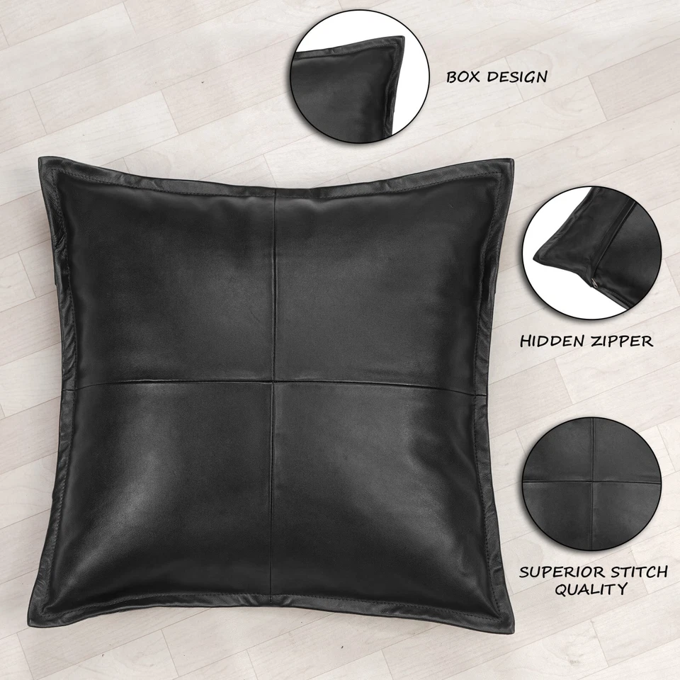 Genuine Lambskin Leather Pillow Cover Sofa Cushion Case Living Room & Bedroom #2 Foto 1 de 4