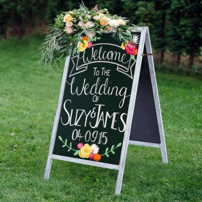 Magnetic Sidewalk Pavement A Frame Wood Sandwich Board Menu Sign Wedding Retail - Image 1 of 4