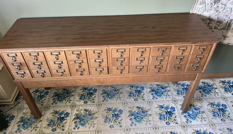 Long Library Card Catalog 30 Drawer Wood MCM Mid Century Modern Fabulous Piece! Cover