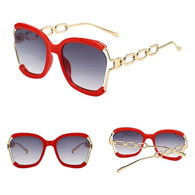Женские солнцезащитные очки классическая оправа цепочка дизайн стильный градиент очки чехол комплект - Изображение 1 из 4