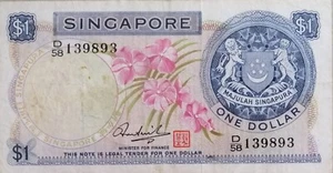 Singapore Orchid Series $1 Note D/58 139893 - Picture 1 of 2