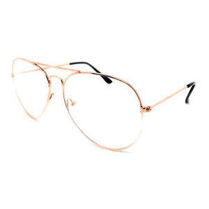 CLEAR LENS Pilot Glasses Novelty Metal Frame Womens Mens Ladies Sexy Fancy Dress