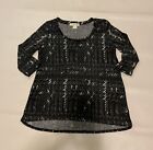 Staring At Stars Urban Outfitters 3/4 Sleeve Black Aztec Print Top Tunic Size L