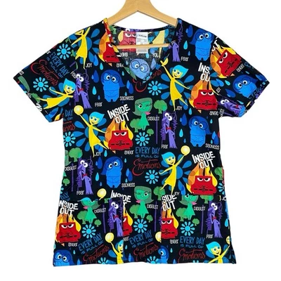 Disney Pixar Inside Out Scrub Top Shirt Women’s XS Short Sleeve V Neck Pockets - Image 1 of 4