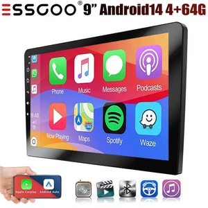 9" Car Stereo Android 14 Carplay GPS FM 2DIN Bluetooth IPS Touch Screen BT 4+64G - Picture 1 of 14