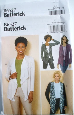 Butterick 6527 Sewing Pattern Knit Jackets with Cascade Front 4-14 or 16-26 UC - Image 1 of 2