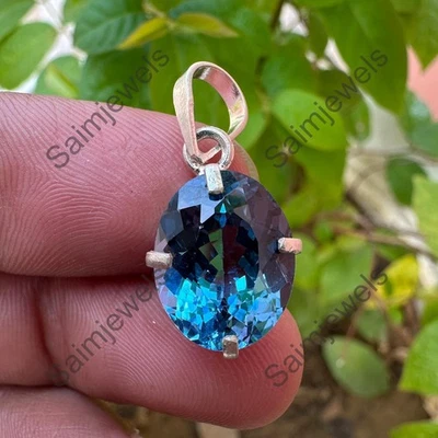 Colgante de aguamarina natural Santa María de 13,70 quilates certificado en plata de ley 925 Foto 1 de 4