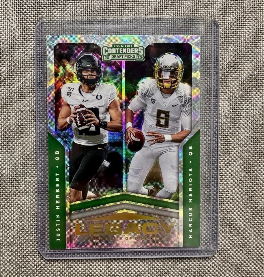 Justin Herbert Marcus Mariota 2020 Panini Contenders #6 合格银河外壳-命中 — 第 1/2 张图片
