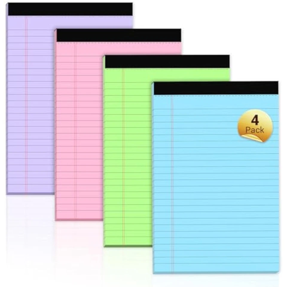 Legal Pads 5x8 Colored Note Pads, 4 Pack College Ruled Notepads 5x8 Li - Image 1 of 1