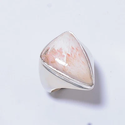 Anillo solitario de plata de ley 925 con escoleta naranja - India s.9 R637-21 A370 Foto 1 de 4