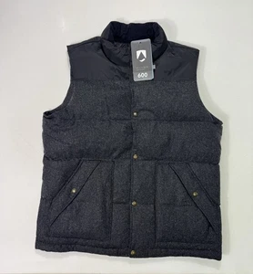 Lands' End Vest Mens Large Black NWT 600 Fill Down Puffer Quilted Wool Shell - Picture 1 of 12