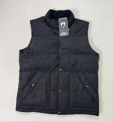Lands' End Vest Mens Large Black NWT 600 Fill Down Puffer Quilted Wool Shell - Image 1 of 4