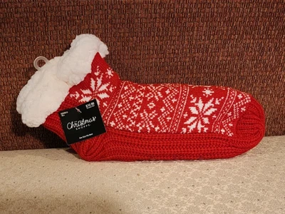 Calcetines Deportivos Navidad Rojo/Blanco Tejido con Cable Forrados con Pinzas Nuevos con Etiquetas Foto 1 de 4