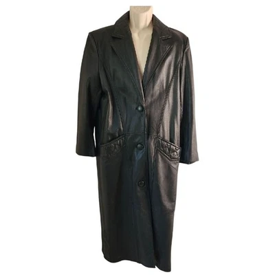 Винтажный Pelle клуб из черной кожи Тренч средний мягкий длинный кожаный пыли - Изображение 1 из 4