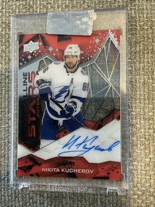 2024-25 UD Clear Cut Hockey Nikita Kucherov Auto Red Crystalline Stars /35 🔥🔥 - Picture 1 of 2
