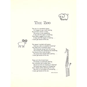 Arte de pared retro kitsch poema años 70 The Zoo Milton Bracker SF8 - Imagen 1 de 2