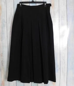 Falda de Lana Jones New York 12 Negra Larga Plisada Frontal - Imagen 1 de 7