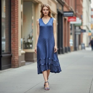 🌻NEU Komarov Charmeuse Satin & Chiffon ärmellos Cocktailkleid XL $ 438,00. - Bild 1 von 13