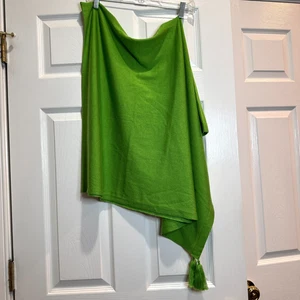Sage Designs Asymmetrical Knit Poncho Kelly Green Lightweight Preppy Coastal O/S - Picture 1 of 9