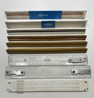 Vintage RULERS ARCHITECT SCALE Triangle, Flat, Slide Ruler Lot DRAFTSMAN Combo… - Image 1 of 4
