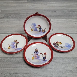 Williams-Sonoma Nordic Elf Dessert Plates – Set of 4 | 7" | Stoneware | Snowman - Picture 1 of 13