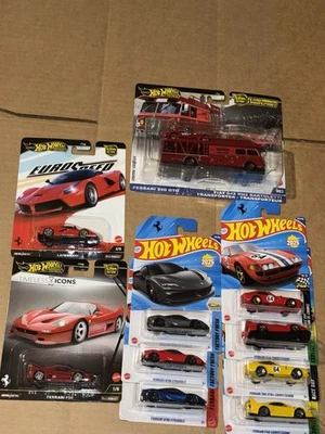 LOT OF (10) FERRARI  HOT WHEELS,MAINLINES,PREMIUMS PLUS A TEAM TRANSPORT!!!!!!!! - image 1 of 4
