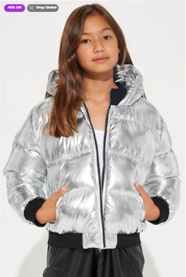 Chaqueta acolchada plateada Nova para niños y niñas talla 10/12 nueva con etiquetas Foto 1 de 4