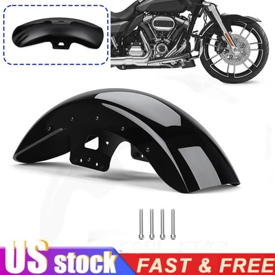 19"Vivid Black Front Fender For Harley Touring Electra Road Street Glide 14-25 Foto 1 de 4