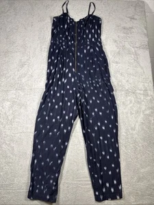 Anthropologie Elevenses Women’s Blue Ikat-Zip Front Jumpsuit Size 12 - Picture 1 of 11