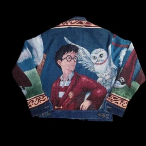 Handmade Upcycled Vintage Harry Potter Hedwig & Clouds Tapestry Jacket - Picture 1 of 7